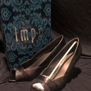 Impo Black and Brown Peep Toe Heels